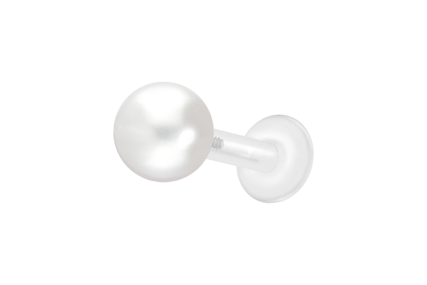 PTFE Labret Piercing mit Innengewinde + Titan-Aufsatz SYNTHETISCHE PERLE